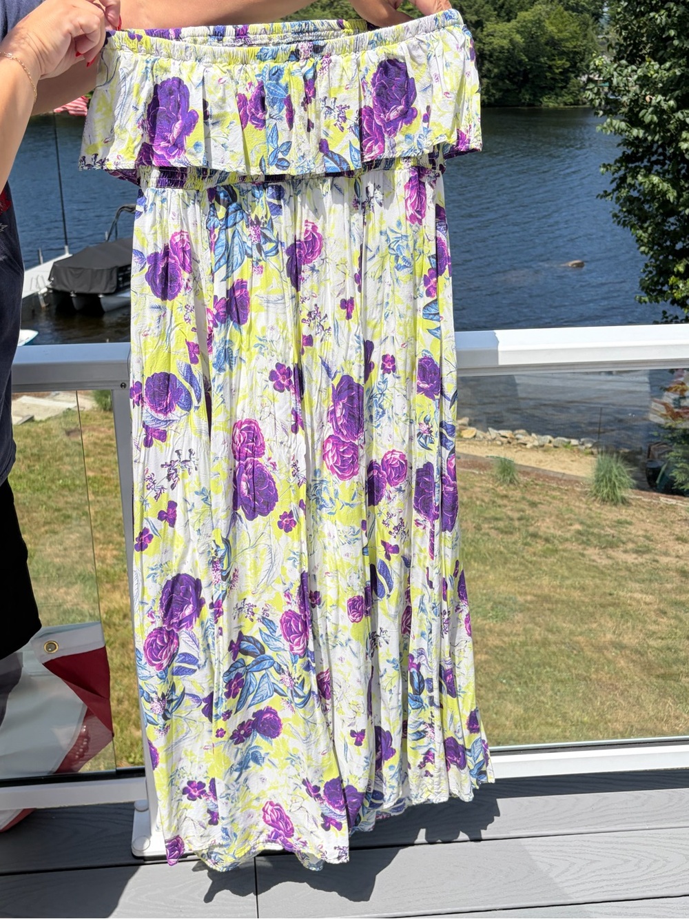 torrid Purple & Yellow Floral Smocked Midi Dress - Picture 1 of 3